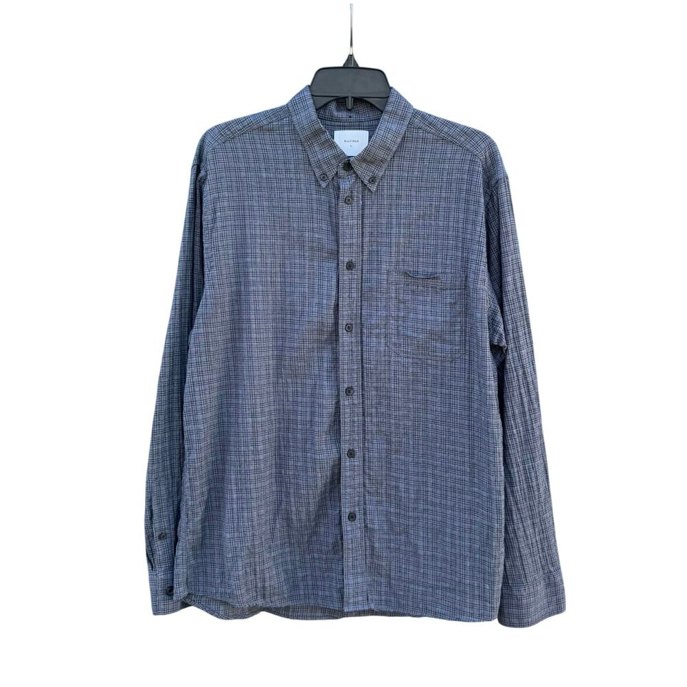 BILLY REID Charcoal Gray Plaid Button Down Shirt Large L
